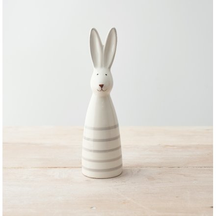 A Charmingly Delightful White Rabbit with Grey Stripe Details
