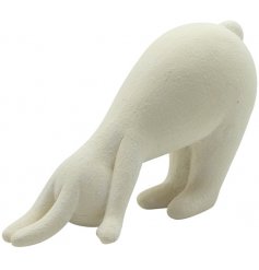 A Quirky White Stretching Rabbit Ornament 