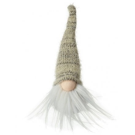 Beige Gonk In Knitted Hat, 19cm