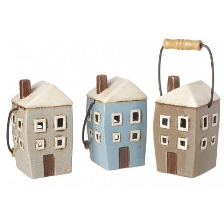 3 Assorted Small House Candle Holders Mix