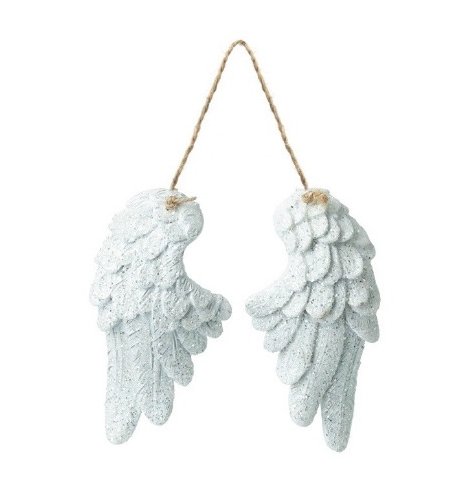 White Glittery Angel Wings Hanging Decoration