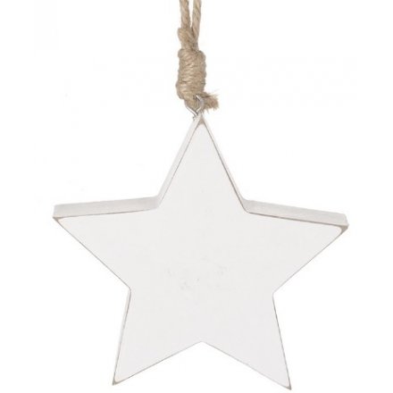 Wooden White Star Hanger, 12cm
