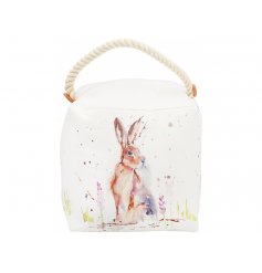 A Charming Fabric Doorstop with Watercolour Hare Design