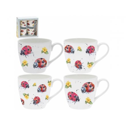 Set of 4 Country Life Ladybirds Mugs