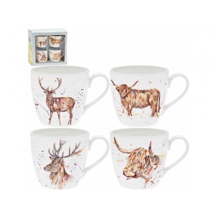 Set of 4 Country Life Wildlife Mugs