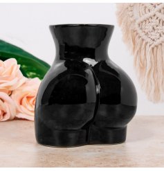 A Ceramic Body Vase in a Glazed Black Finish