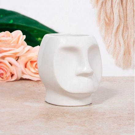 Face White Plant Pot, 12cm