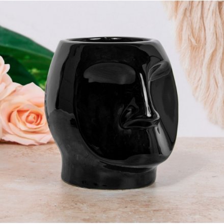 Face Black Plant Pot 14cm