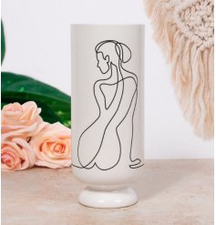 A Sleek and Stylish Vase with Silhouette Detailing