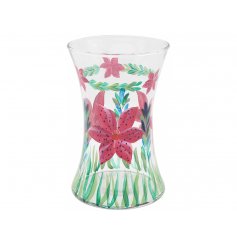 A Simple Glass Vase with Lily Decal
