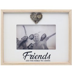 A Wooden Photo Frame with Friend Quote