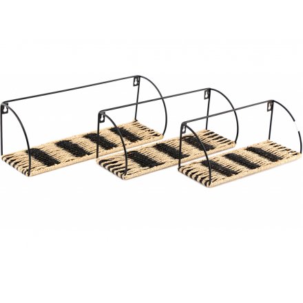 Iron and Rope Shelves Set of 3 