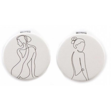 2 Assorted Woman Compact Mirrors, 6cm