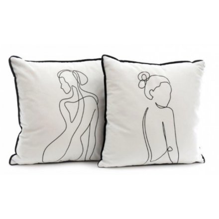 2 Assorted Velvet Woman Cushion 40x40cm