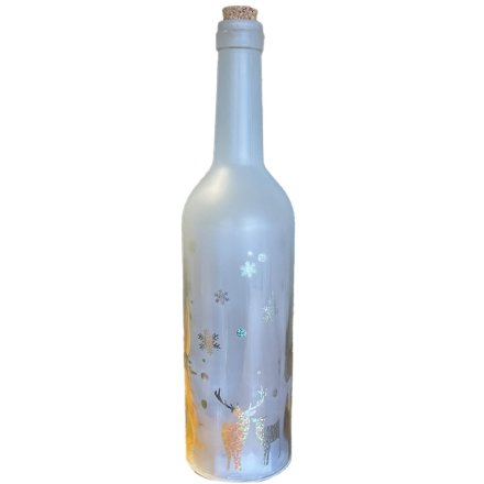 Frosted Glass Bottle Light Up Decoration, 29cm