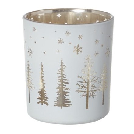 Large White And Gold Tree T-light Holder