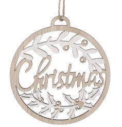 Wooden Hanging Bauble Christmas Decoration