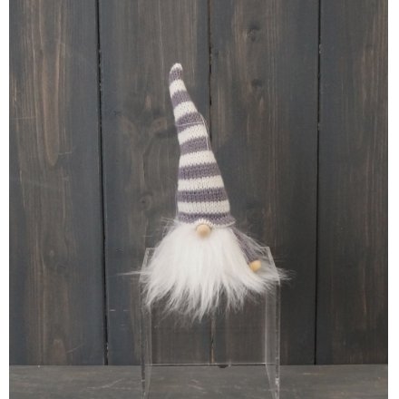 Striped Grey Tall Hat Fabric Gonk (15cm)