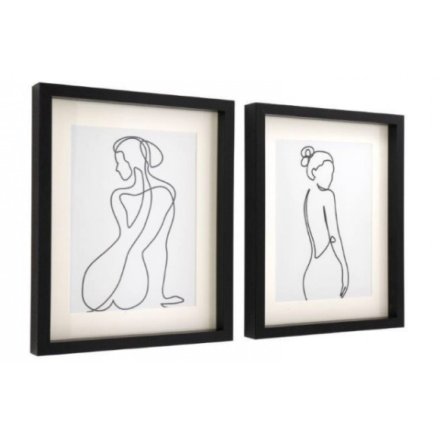 2 Assorted Woman Deco In Frame, 40cm
