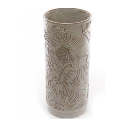 31cm White Rustic Leaf Vase