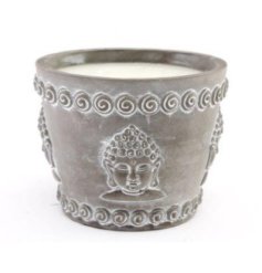 A Calming Concrete Candle with Buddha Decal