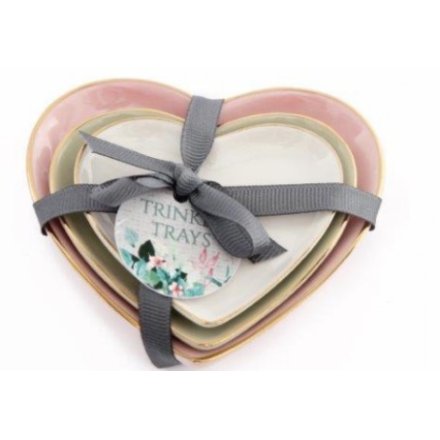 Set of 3 Heart Trinkets Dishes, 11.5cm