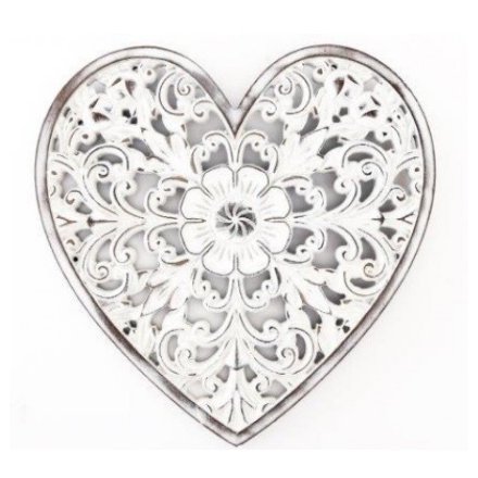 30cm White Heart Wall Plaque