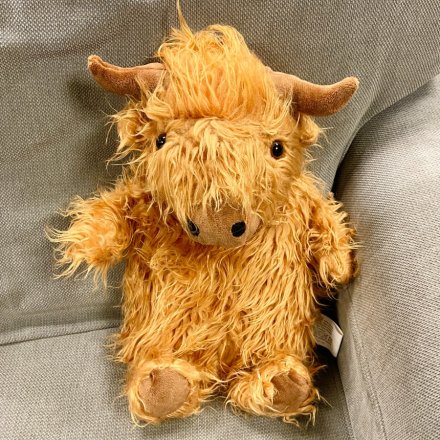 Hot Water Bottle with Highland Cow Plush Cover 