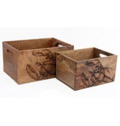 A Set of 2 Neutral Wood Crates