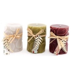 An Assortment of 3 Fruity Fragranced Pillar Candles