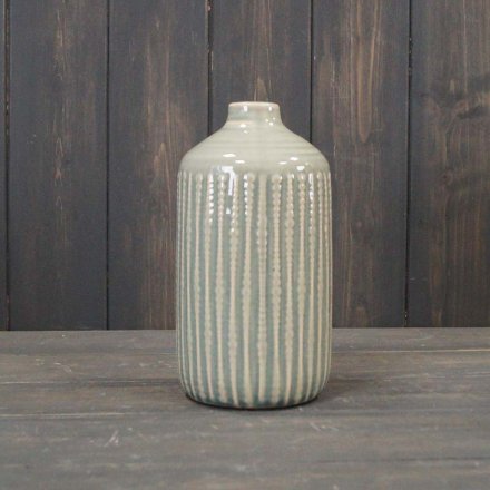 Ceramic Indented Flower Vase (19cm)