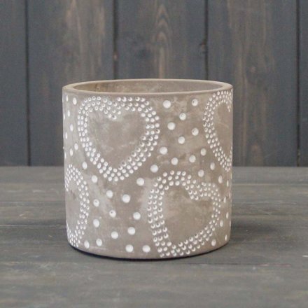 Heart Grey Pot, 14cm