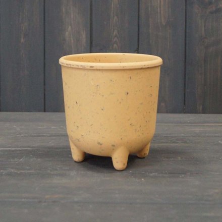 Warm Grey Straw Pot With Feet, 12cm