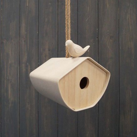 Natural Bamboo Japandi Birdhouse, 12cm