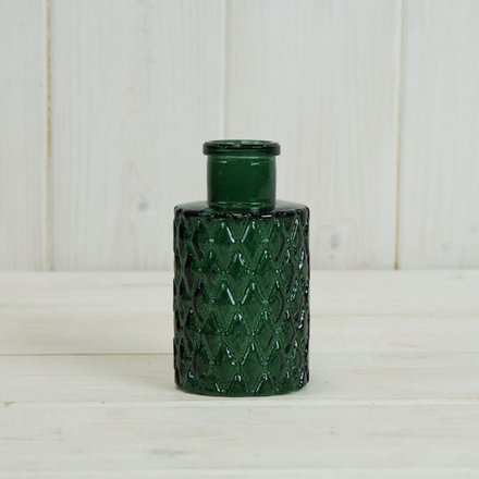 9.2cm Green Mini Geometric Glass Bottle