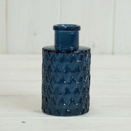 Blue Mini Geometric Glass Bottle, 9.2cm