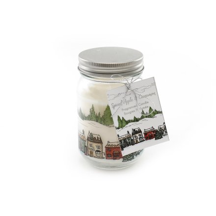 Xmas Village Candle Jar, 7cm