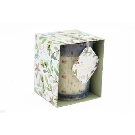 Sage Alpine Candle In Open Box, 10cm