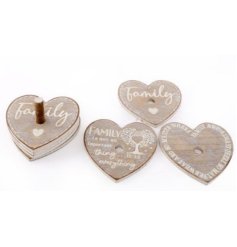 A Rustic Inspired Set of 6 Heart Shaped Coasters