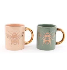 An Assortment of 2 Mugs in Green And Pink