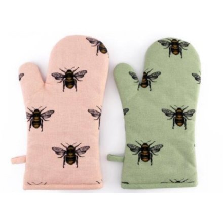 2 Assorted Bee Single Oven Gloves, 32cm