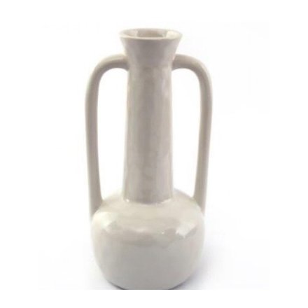 White Vase W/arch Handles, 25cm