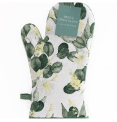 A Charming Green and White Single Oven Glove