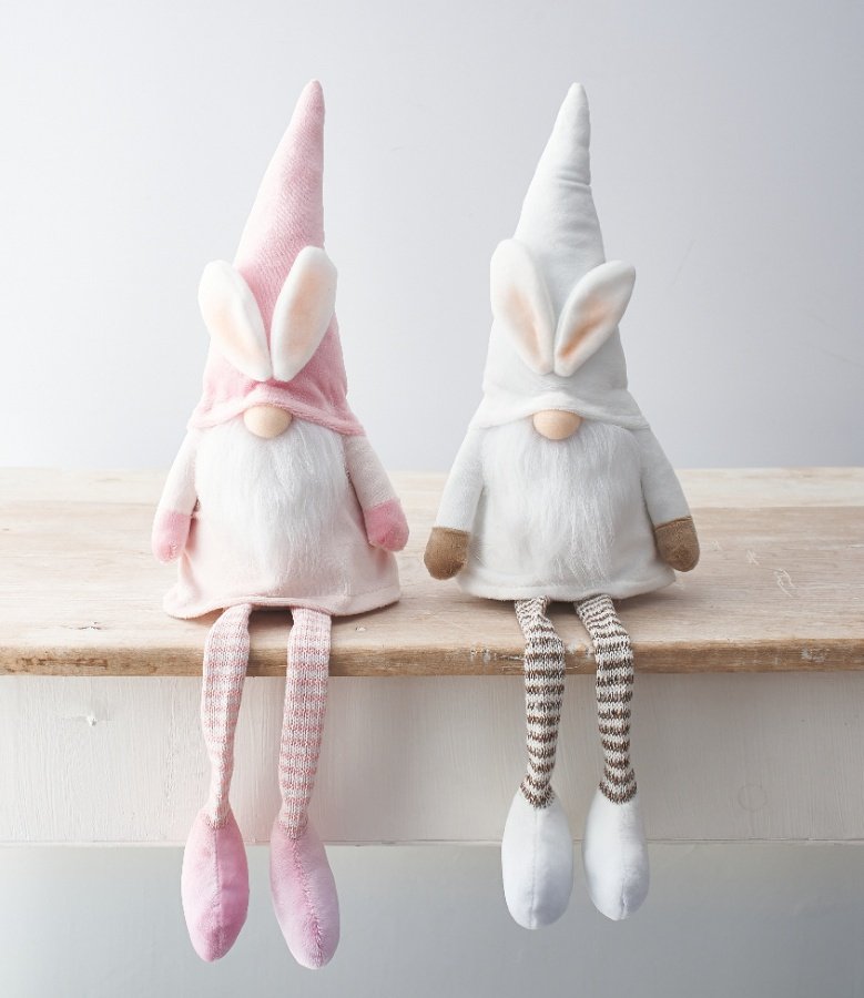 An Adorable Assortment of 2 Pink and White Bunny Gonks