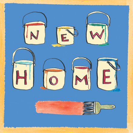 New Home Paint Pot And Brush Card, 15cm