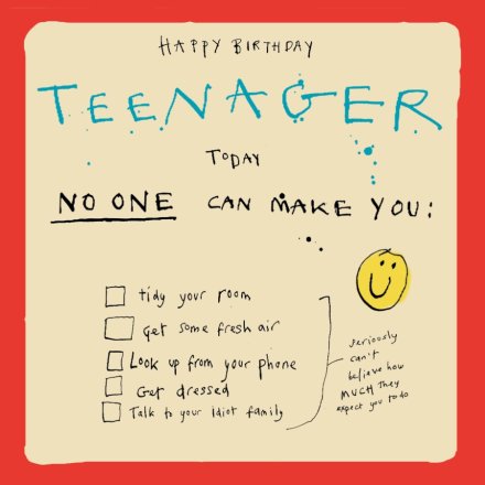 Teenage Checklist Card, 15cm