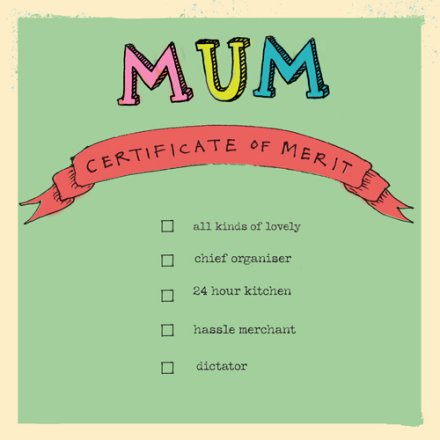 15cm Mum Certificate Of Merit Card