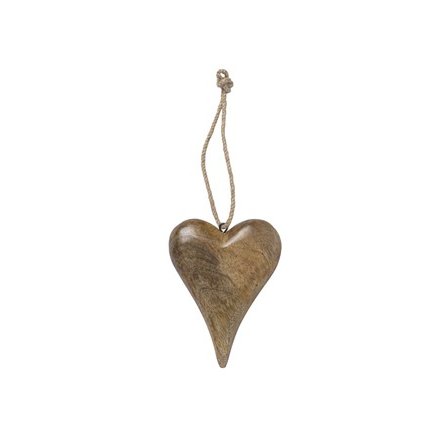 Tapered Wooden Heart Decoration, 14cm