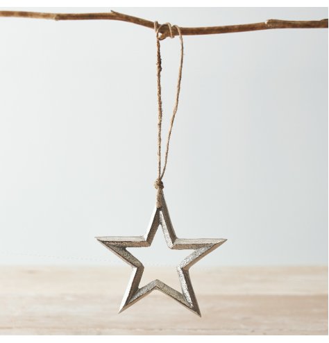 A Festive Inspired Hanging Metal Star Decoration
