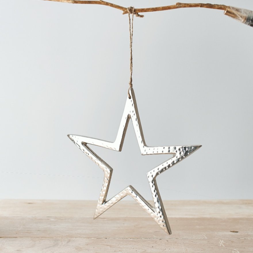 Silver Hanging Star, 20cm